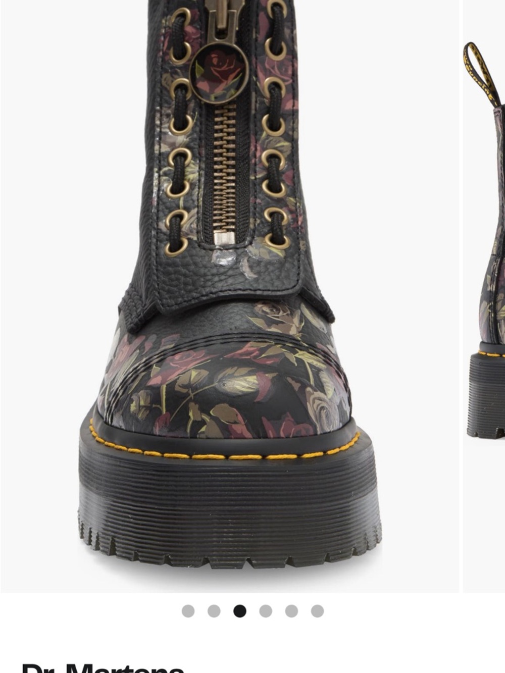 Dr. Martens Black Floral Leather Platform Boot—Sinclair style - Picture 3 of 6